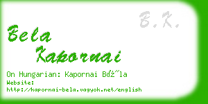 bela kapornai business card